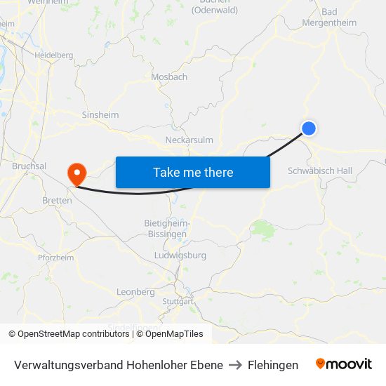Verwaltungsverband Hohenloher Ebene to Flehingen map