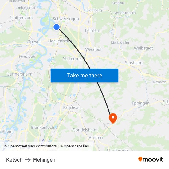 Ketsch to Flehingen map