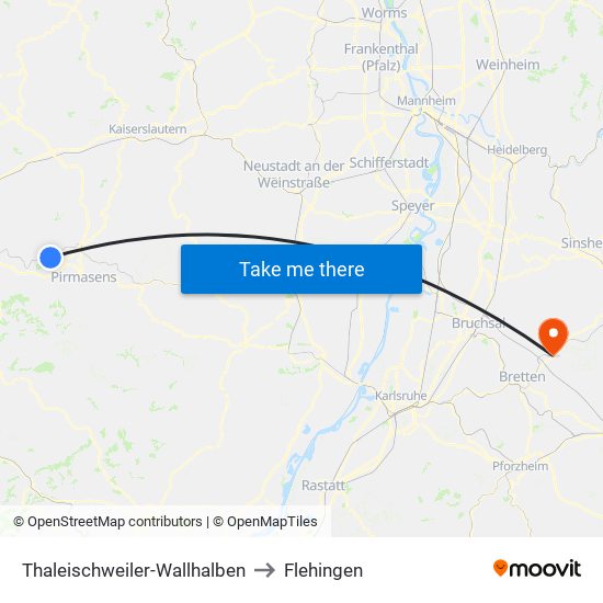 Thaleischweiler-Wallhalben to Flehingen map