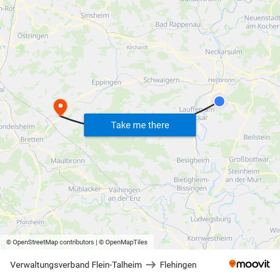 Verwaltungsverband Flein-Talheim to Flehingen map