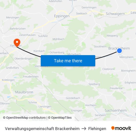 Verwaltungsgemeinschaft Brackenheim to Flehingen map