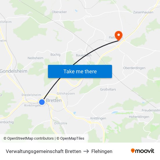 Verwaltungsgemeinschaft Bretten to Flehingen map