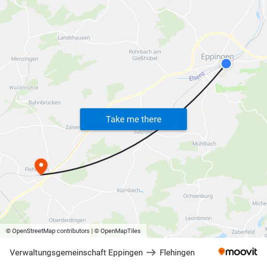 Verwaltungsgemeinschaft Eppingen to Flehingen map