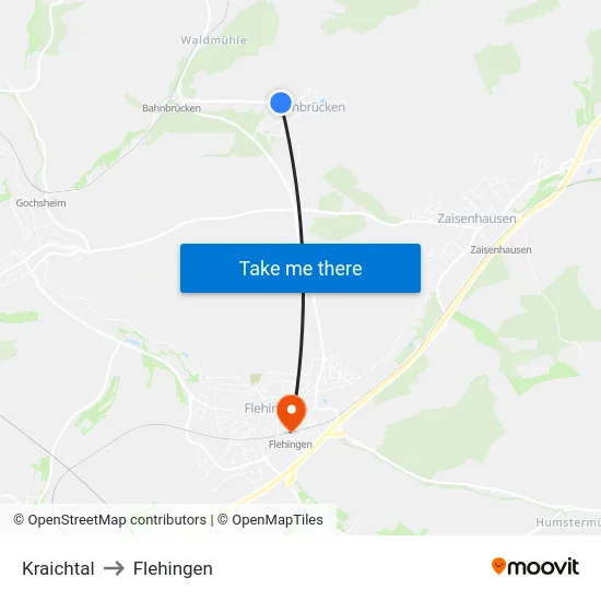 Kraichtal to Flehingen map