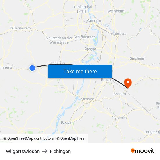 Wilgartswiesen to Flehingen map