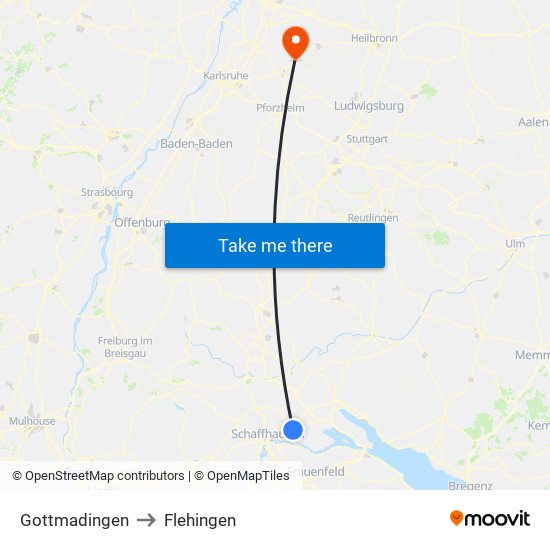 Gottmadingen to Flehingen map