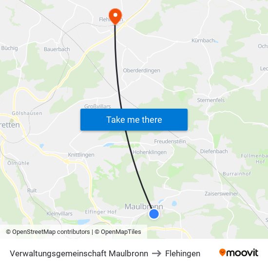 Verwaltungsgemeinschaft Maulbronn to Flehingen map
