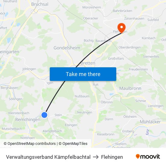 Verwaltungsverband Kämpfelbachtal to Flehingen map