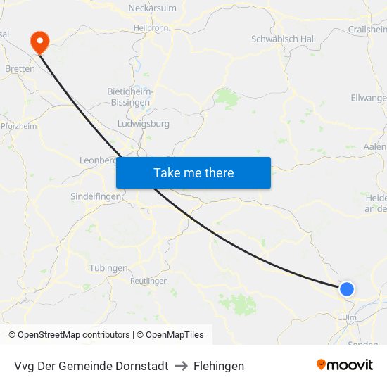 Vvg Der Gemeinde Dornstadt to Flehingen map