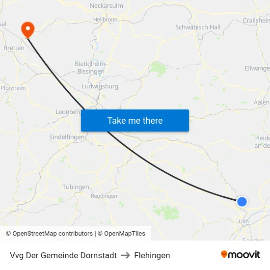 Vvg Der Gemeinde Dornstadt to Flehingen map