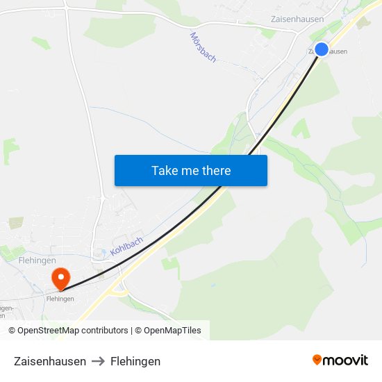 Zaisenhausen to Flehingen map
