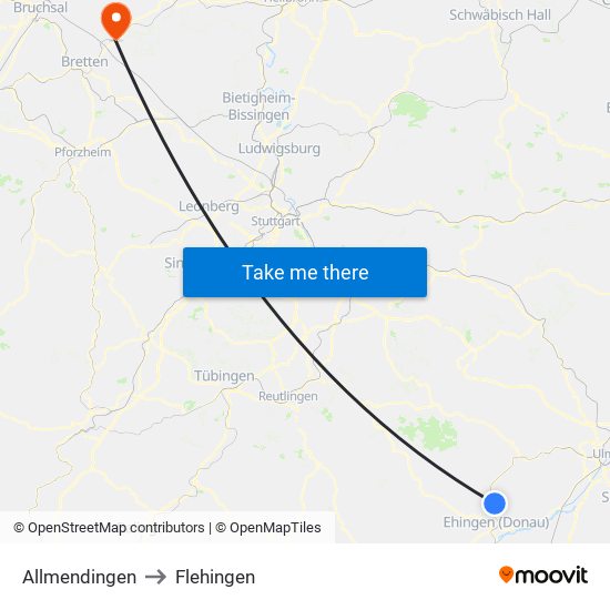 Allmendingen to Flehingen map