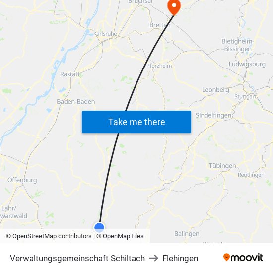 Verwaltungsgemeinschaft Schiltach to Flehingen map