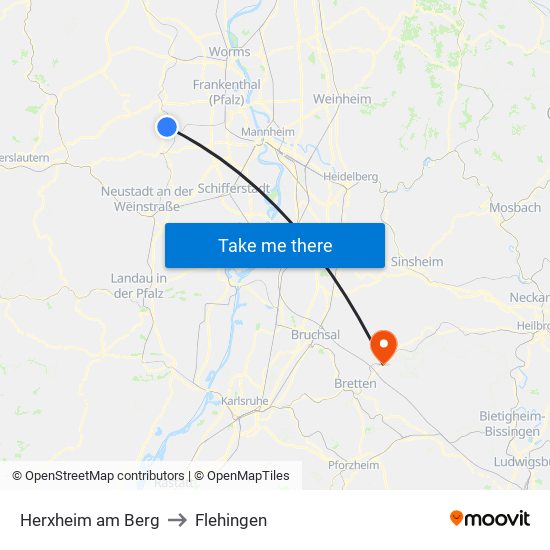 Herxheim am Berg to Flehingen map