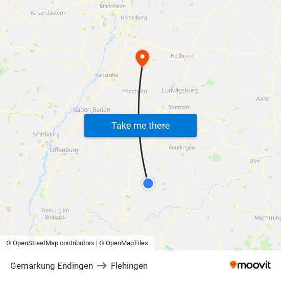 Gemarkung Endingen to Flehingen map