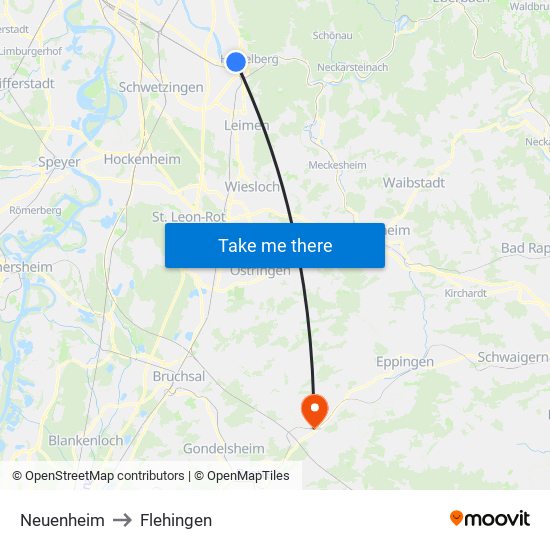 Neuenheim to Flehingen map