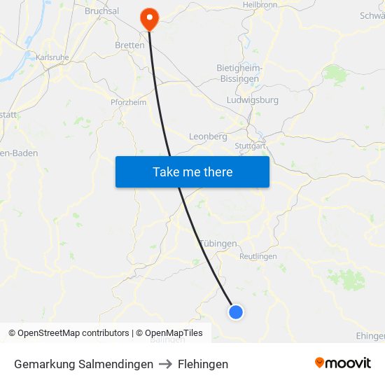 Gemarkung Salmendingen to Flehingen map