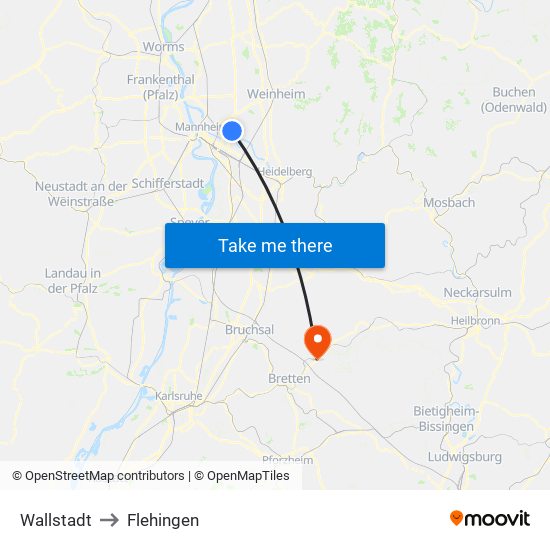 Wallstadt to Flehingen map
