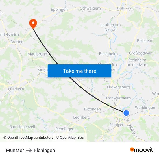 Münster to Flehingen map
