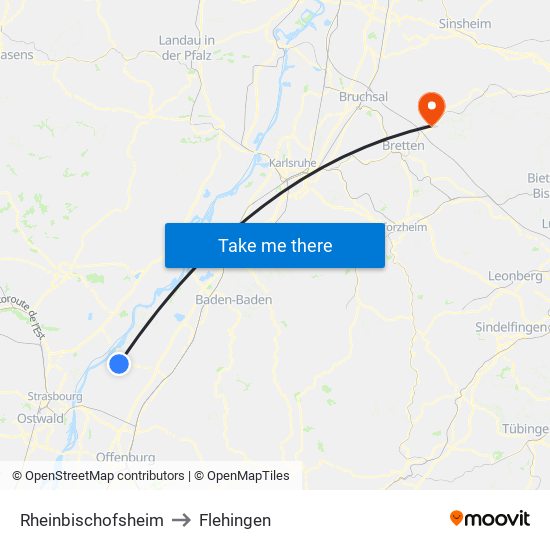 Rheinbischofsheim to Flehingen map