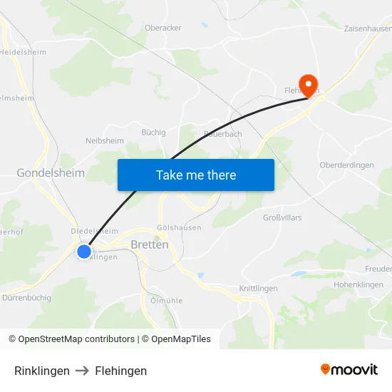Rinklingen to Flehingen map