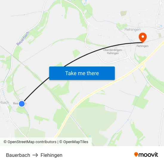 Bauerbach to Flehingen map