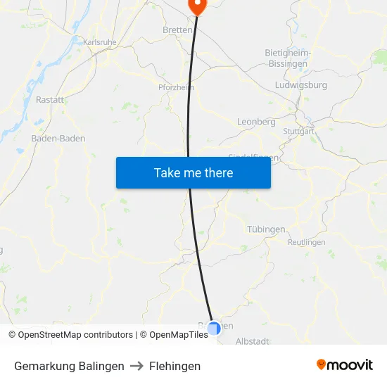 Gemarkung Balingen to Flehingen map