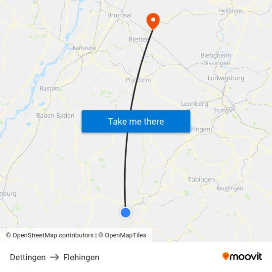 Dettingen to Flehingen map