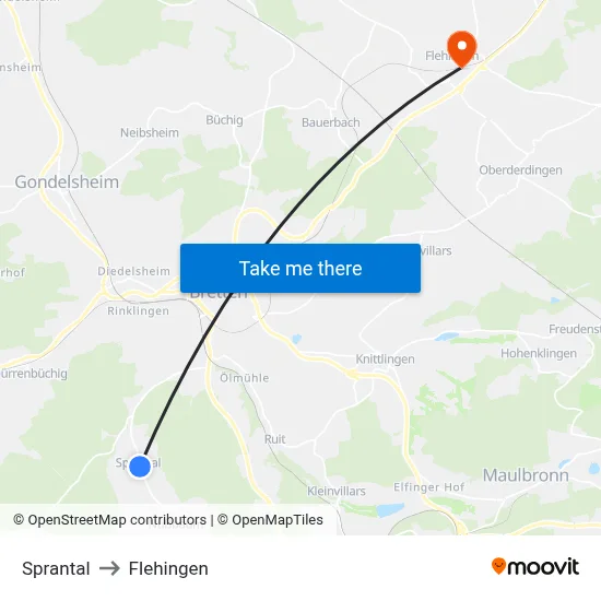 Sprantal to Flehingen map