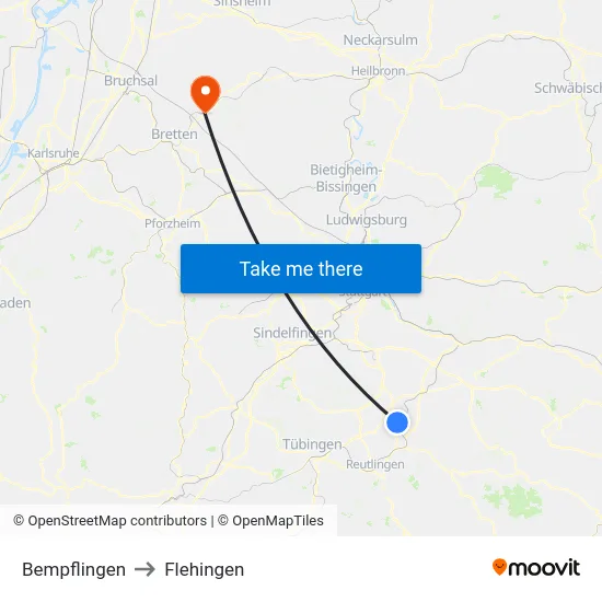 Bempflingen to Flehingen map