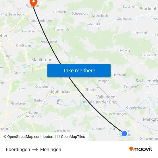 Eberdingen to Flehingen map