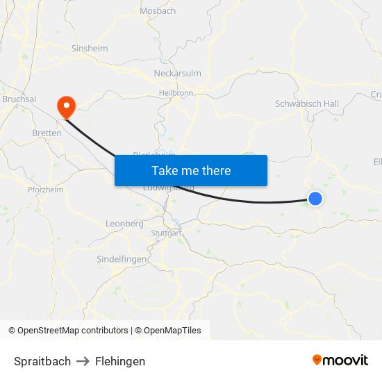 Spraitbach to Flehingen map