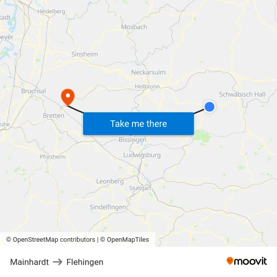 Mainhardt to Flehingen map