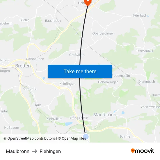 Maulbronn to Flehingen map