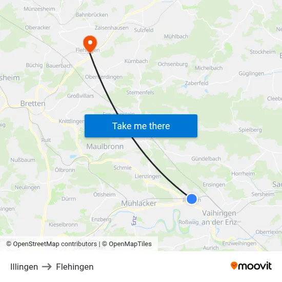 Illingen to Flehingen map