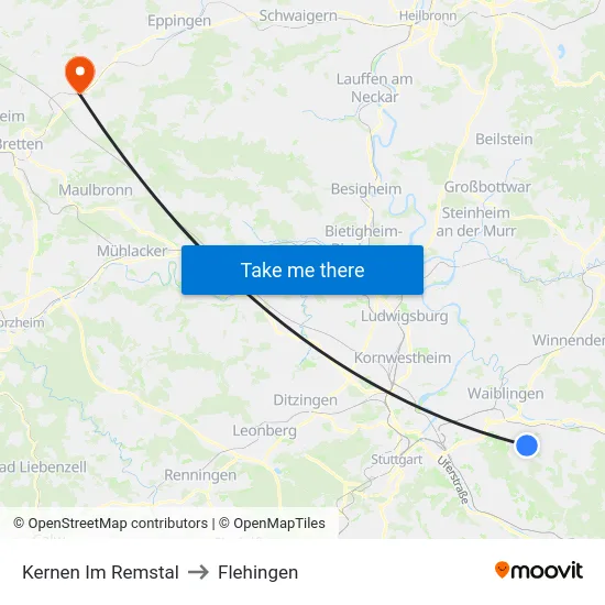 Kernen Im Remstal to Flehingen map