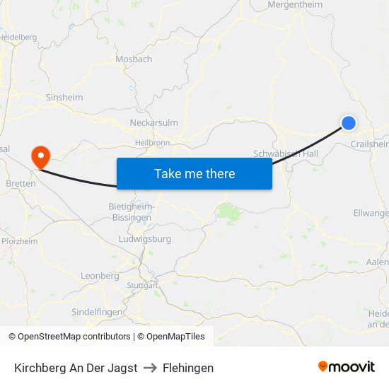 Kirchberg An Der Jagst to Flehingen map