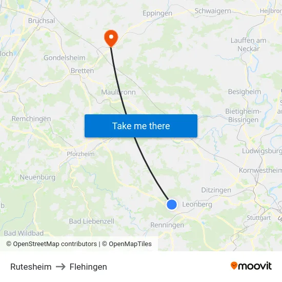 Rutesheim to Flehingen map