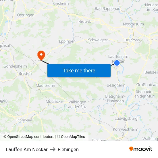 Lauffen Am Neckar to Flehingen map