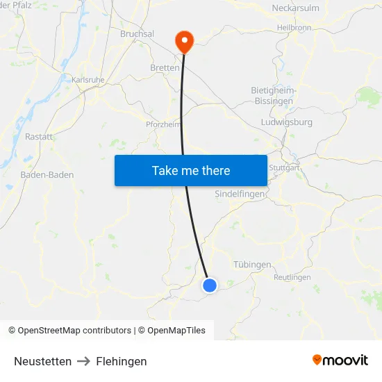 Neustetten to Flehingen map