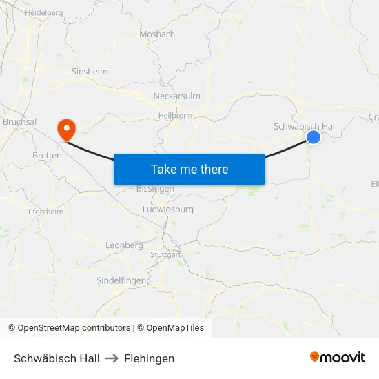 Schwäbisch Hall to Flehingen map