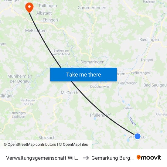 Verwaltungsgemeinschaft Wilhelmsdorf to Gemarkung Burgfelden map