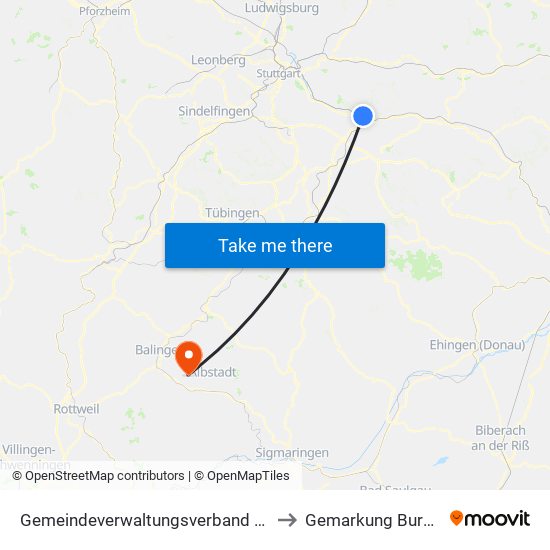 Gemeindeverwaltungsverband Plochingen to Gemarkung Burgfelden map