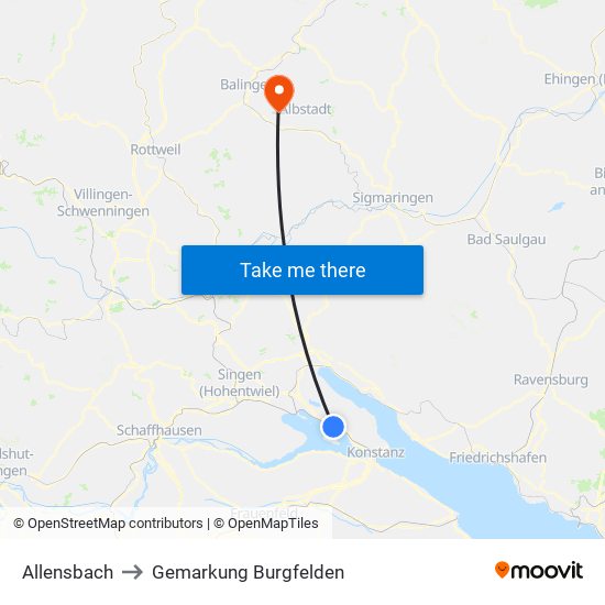 Allensbach to Gemarkung Burgfelden map