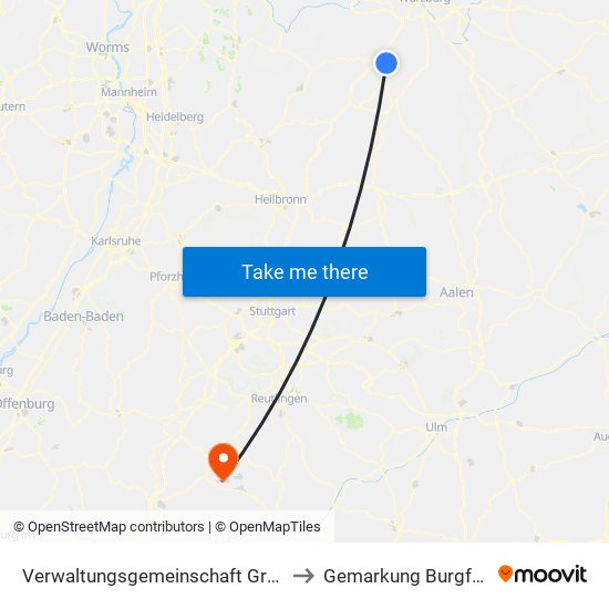 Verwaltungsgemeinschaft Grünsfeld to Gemarkung Burgfelden map