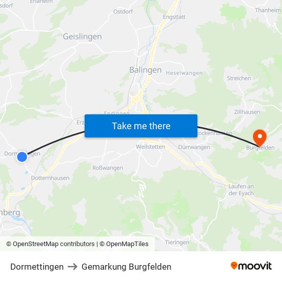 Dormettingen to Gemarkung Burgfelden map