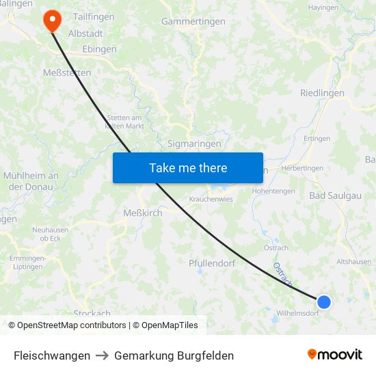 Fleischwangen to Gemarkung Burgfelden map