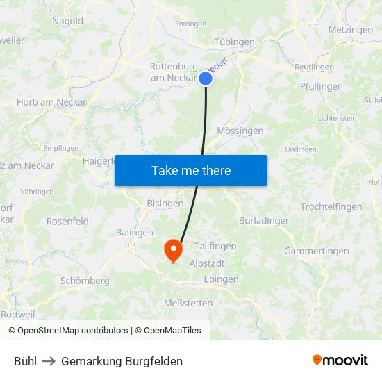 Bühl to Gemarkung Burgfelden map