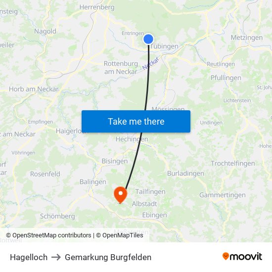 Hagelloch to Gemarkung Burgfelden map