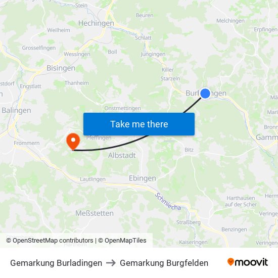 Gemarkung Burladingen to Gemarkung Burgfelden map